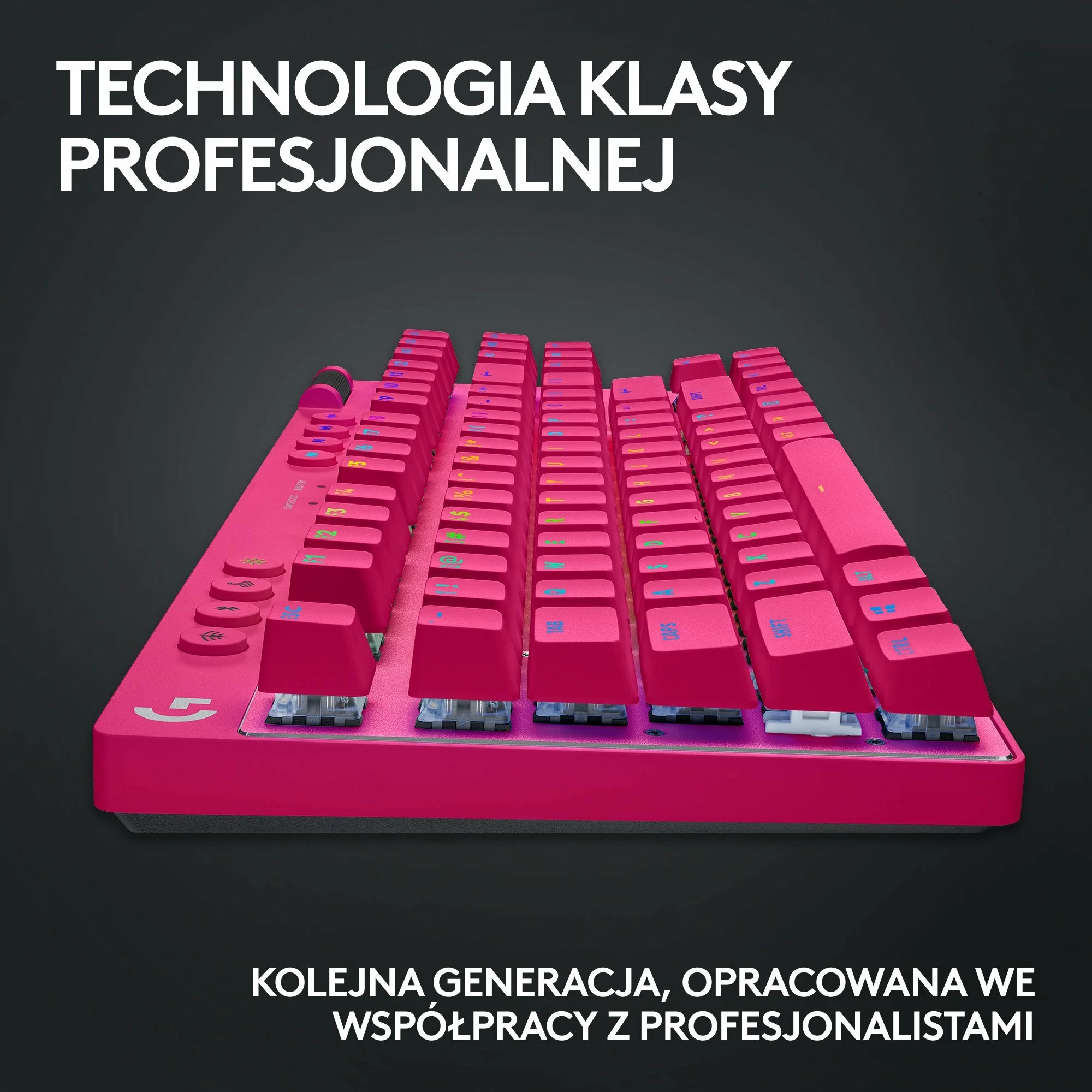 Tastierë gaming Logitech PRO X TKL Lightspeed 920-012159, mekanike GX Brown, TKL 80%, US layout, wireless 2.4GHz/Bluetooth/USB, RGB, rozë