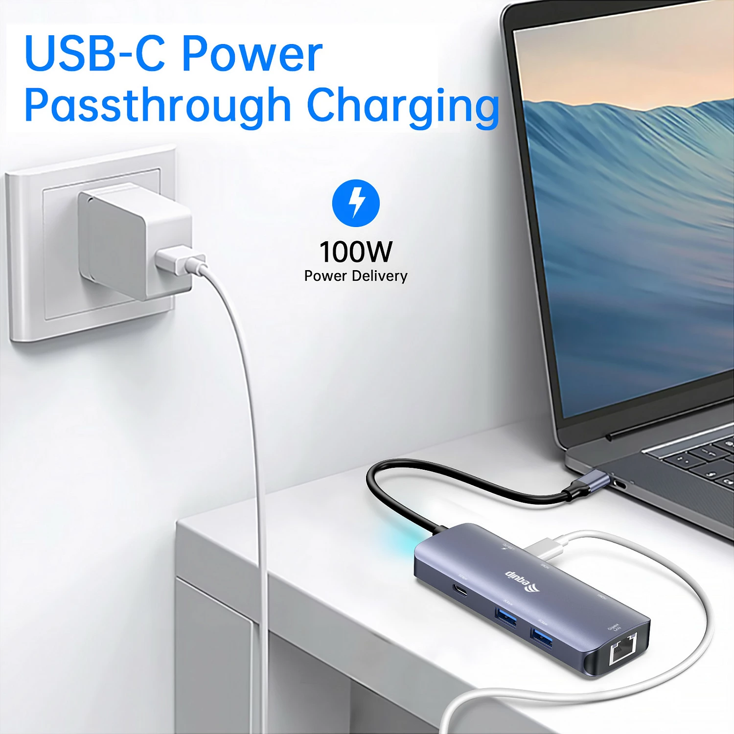 Adapter multiport USB-C EQUIP, 2x HDMI, RJ45, 2x USB-A, USB-C 3.2, gri