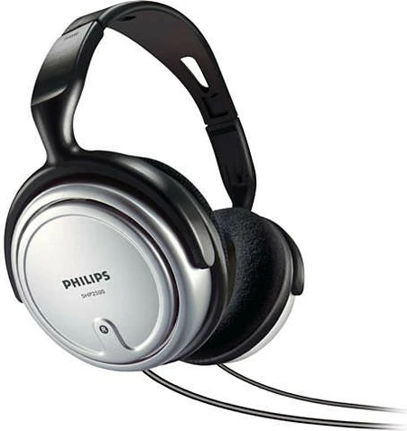 Kufje Philips SHP2500/10 full-size me kabllo 6 m, stereo, kontroll i volumit, 3.5 mm + 6.3 mm, 32 Ω, Black/Silver