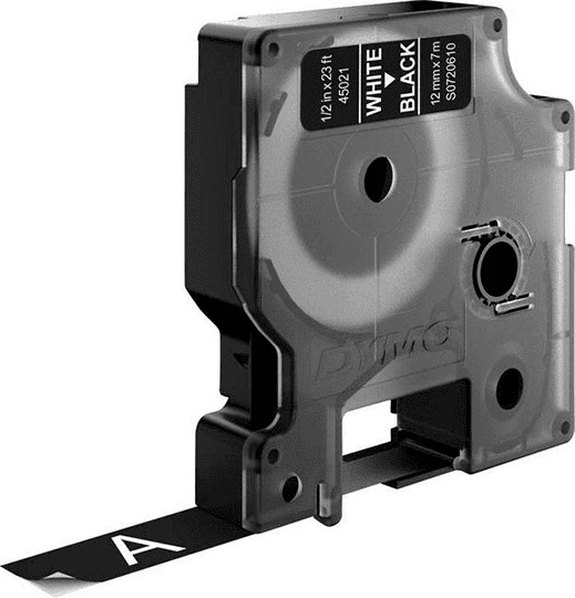 Shirit etiketues, Dymo, 45021 / S0720610, 12 mm x 7 m, e bardhë në të zezë