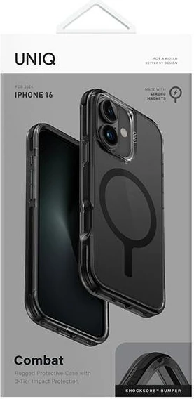 Mbështjellës UNIQ Combat MagClick Charging për iPhone 16 6.1", i zi