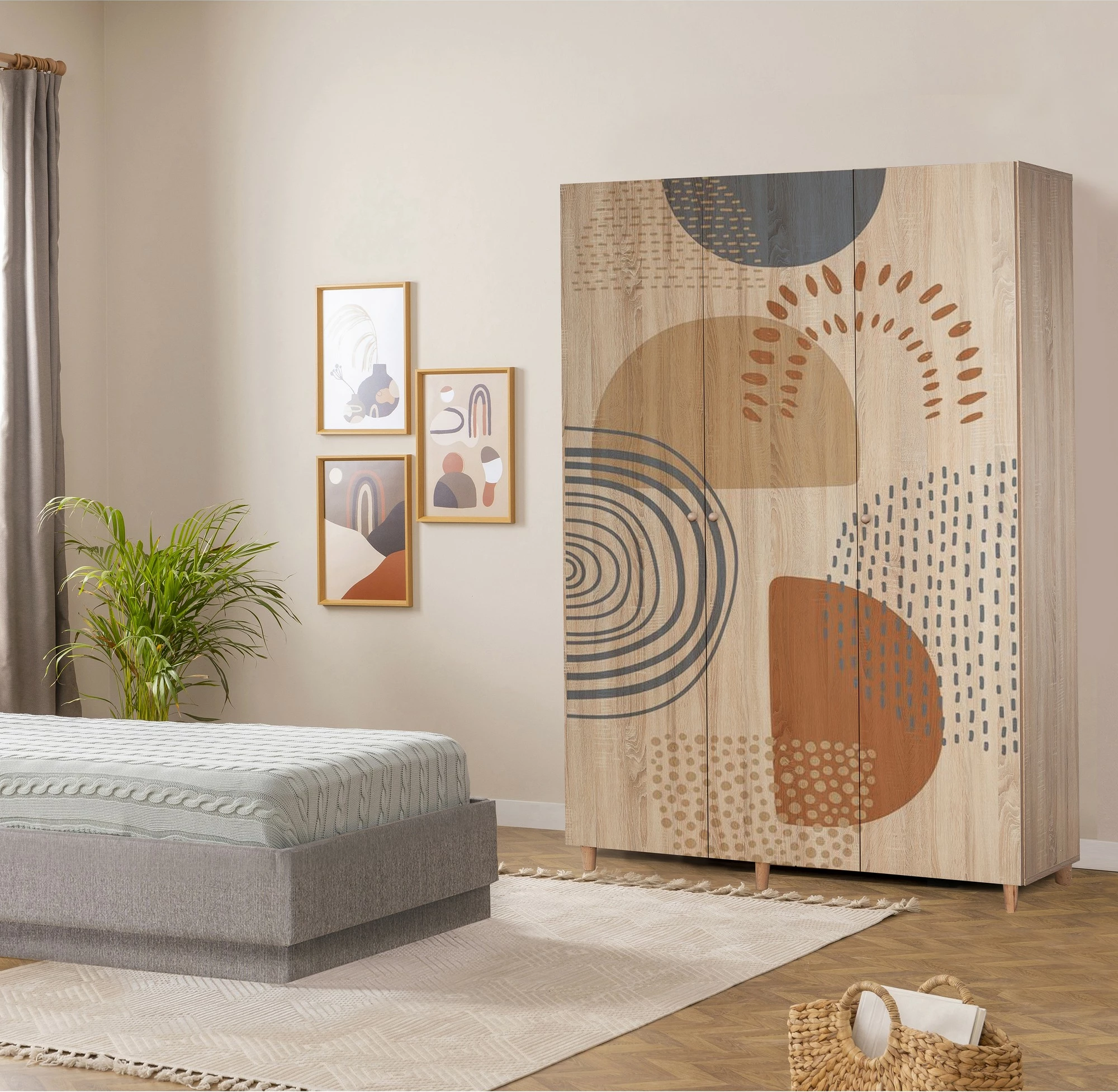 Dollap Lena 3, ngjyrë sonomo, Skye Decor, 135x192x52 cm