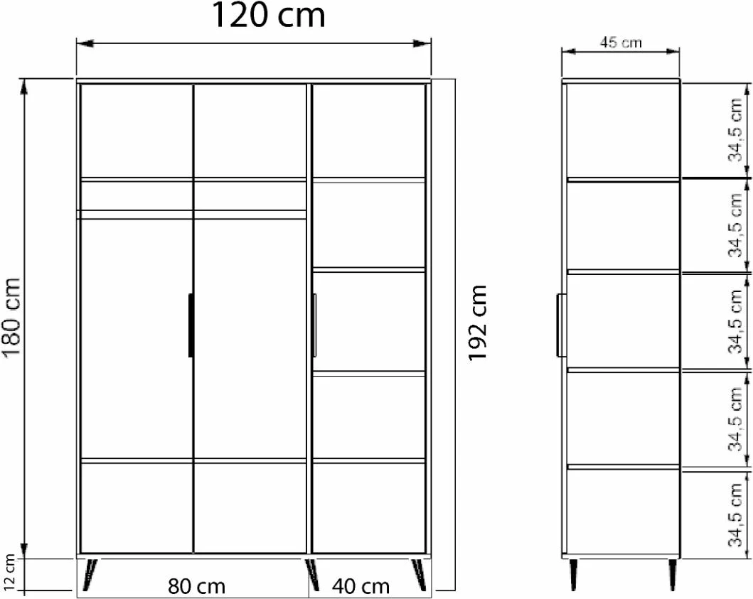 Dollap Skye Decor Aden 120, ngjyrë lis dhe antracit