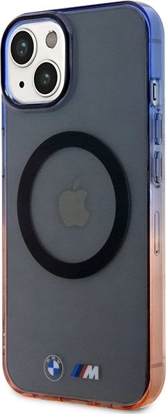 Mbështjellës BMW Gradient Bumper MagSafe për iPhone 14, 6.1", gri/portokalli/blu