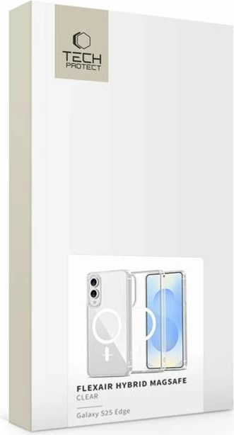Mbështjellës Tech-Protect FlexAir Hybrid MagSafe për Samsung Galaxy S25 Edge, Transparent