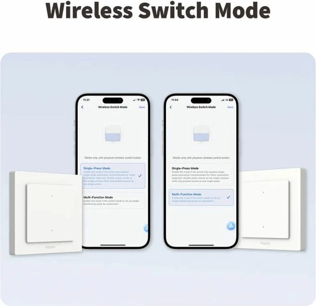 Ndërprerës i mençur i dritës Aqara Light Switch H2 WS-K08D, 4 butona, 2 kanale, Matter/Thread + Zigbee, i bardhë