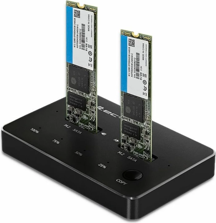 Doking stacion për SSD M.2 SATA Qoltec, 2x porta, e zezë