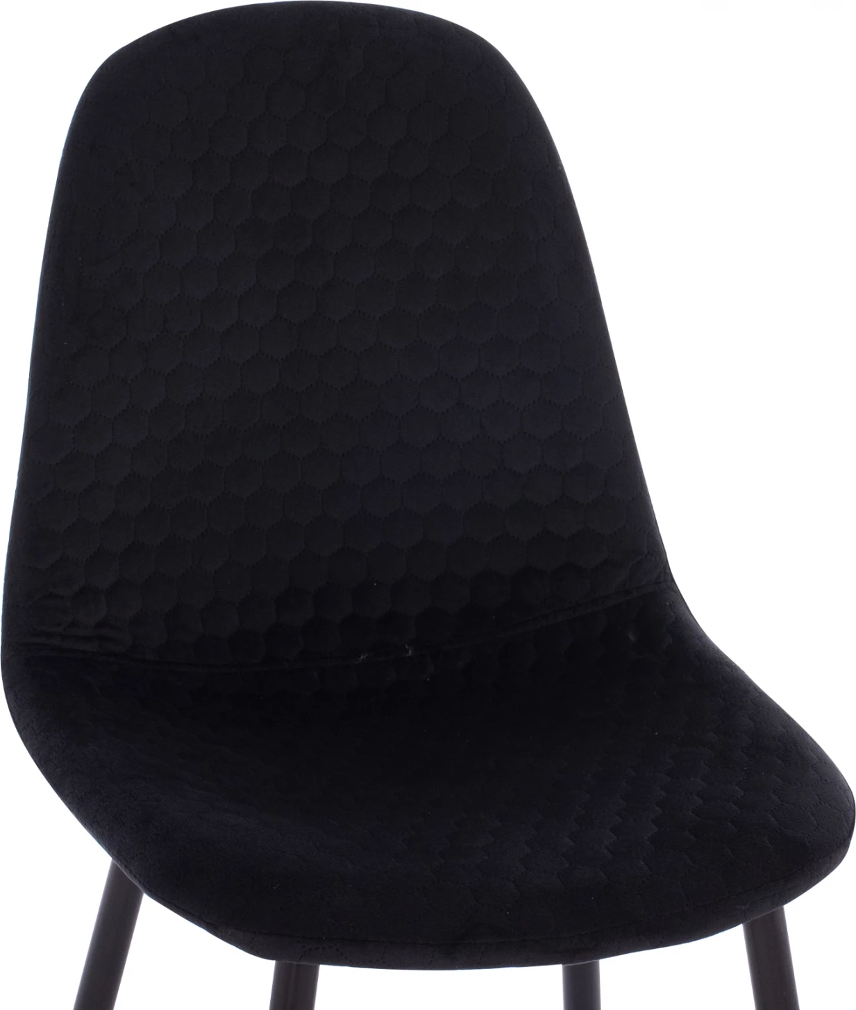 Karrige Lucille, kadife e zezë, skelet metalik, 45x56x81 cm, set prej 4 copash