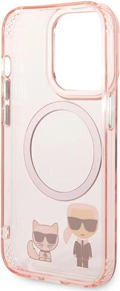 Mbështjellës Karl Lagerfeld KLHMP14LHKCP për iPhone 14 Pro 6.1", hardcase, MagSafe, rozë