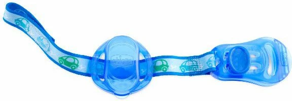 Mbajtëse biberoni Chicco Teething Ribbon me klips dhe kasë, blu