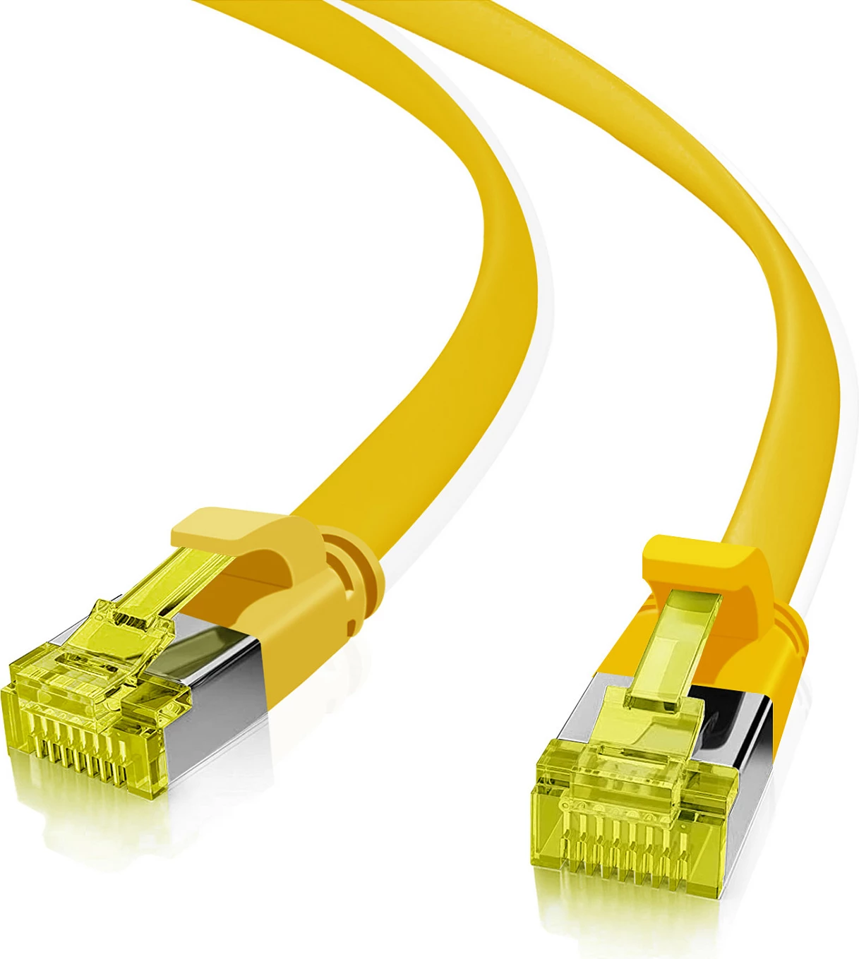 Kabllo rrjeti Helos Cat6a 15m U/FTP Flat, RJ-45, e verdhë
