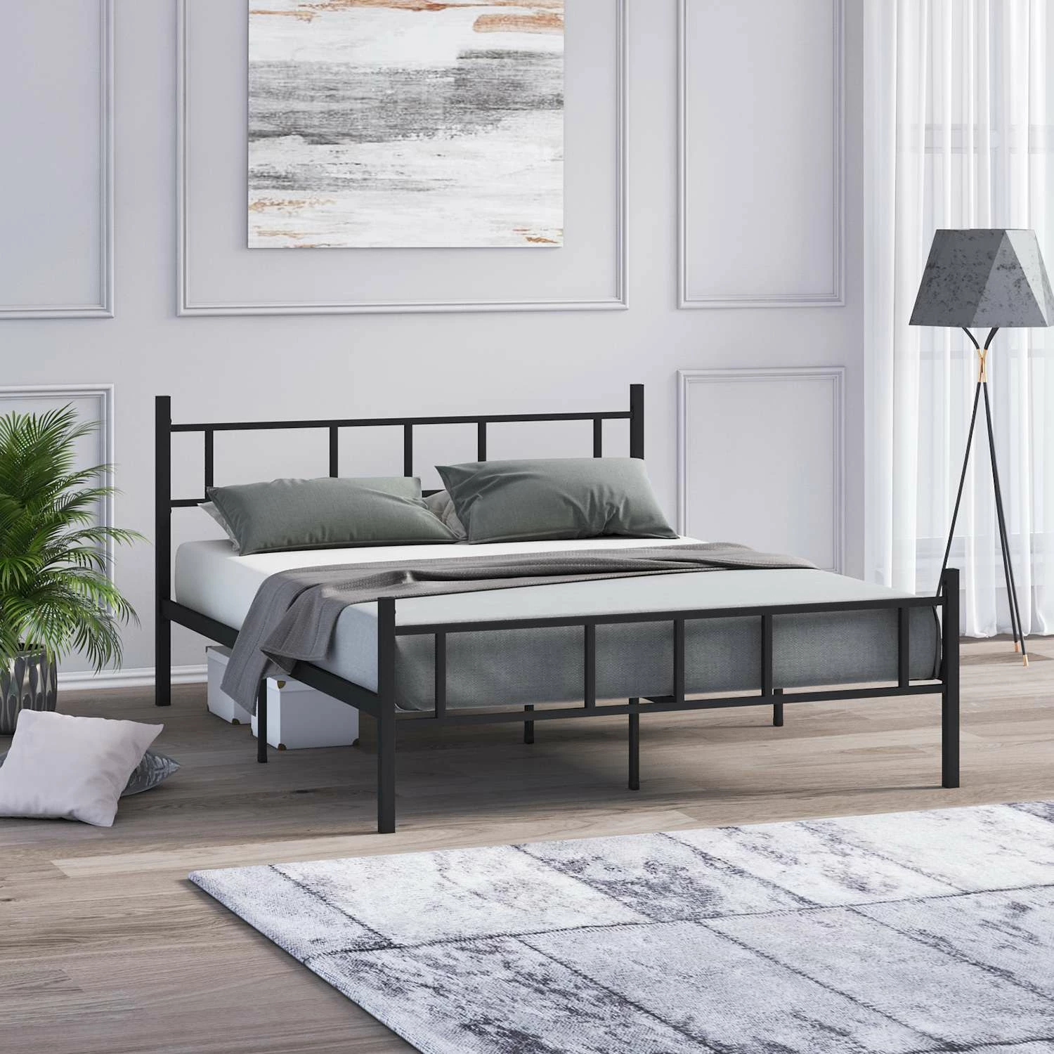 Krevat dopio metalik, ngjyrë e zezë, Skye Decor, 150x200cm