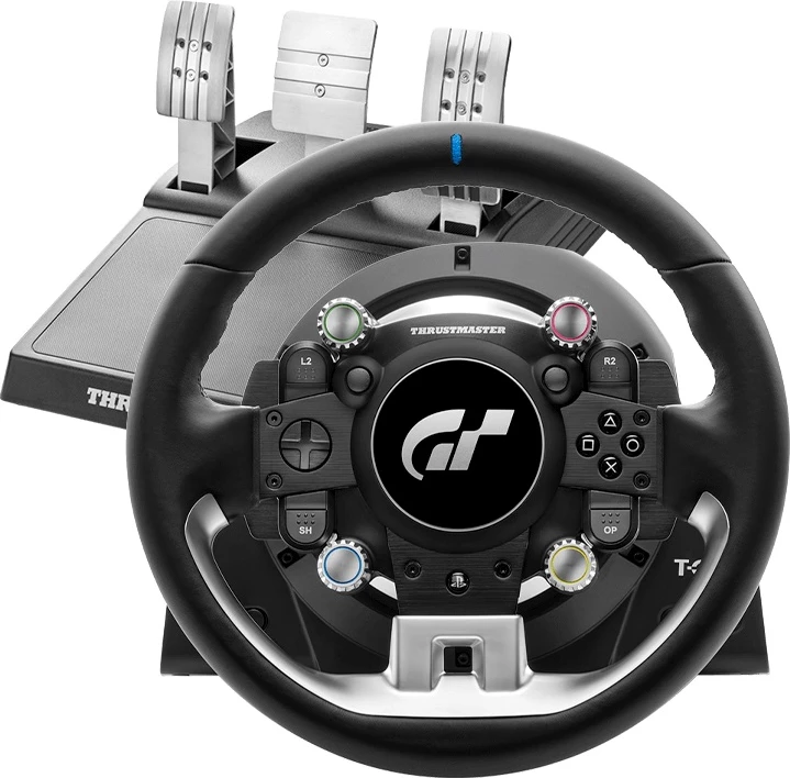 Volan garash Thrustmaster T-GT II, Force Feedback, për PS5/PS4/PC, set me 3 pedale, i zi