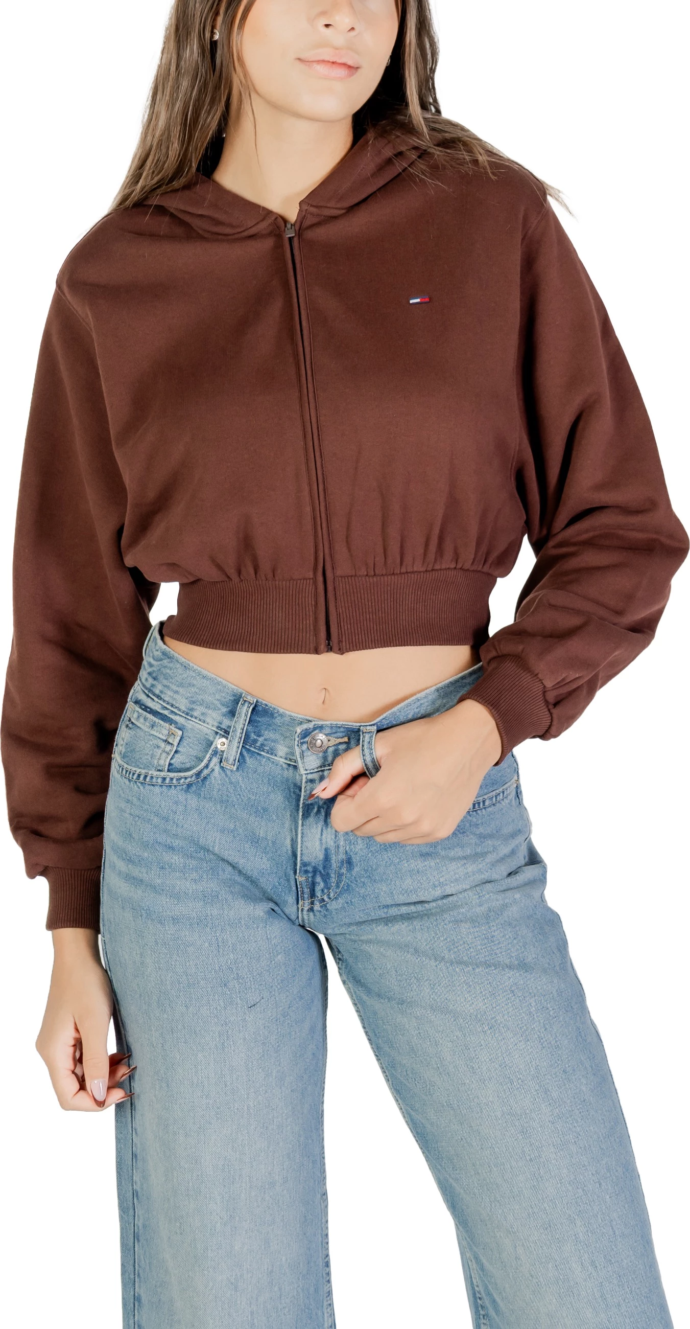 Duks i shkurtë me kapuç me zinxhir për femra Tommy Hilfiger Jeans DW0DW21590, kafe [Madhësia: M]