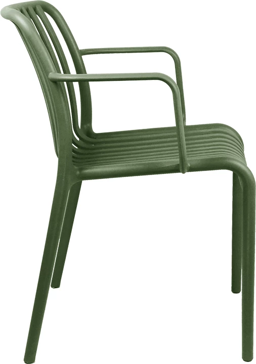 Karrige me krahë Zoi, plastikë e fortë, ngjyrë e gjelbër e errët, 55.5x57.5x79cm