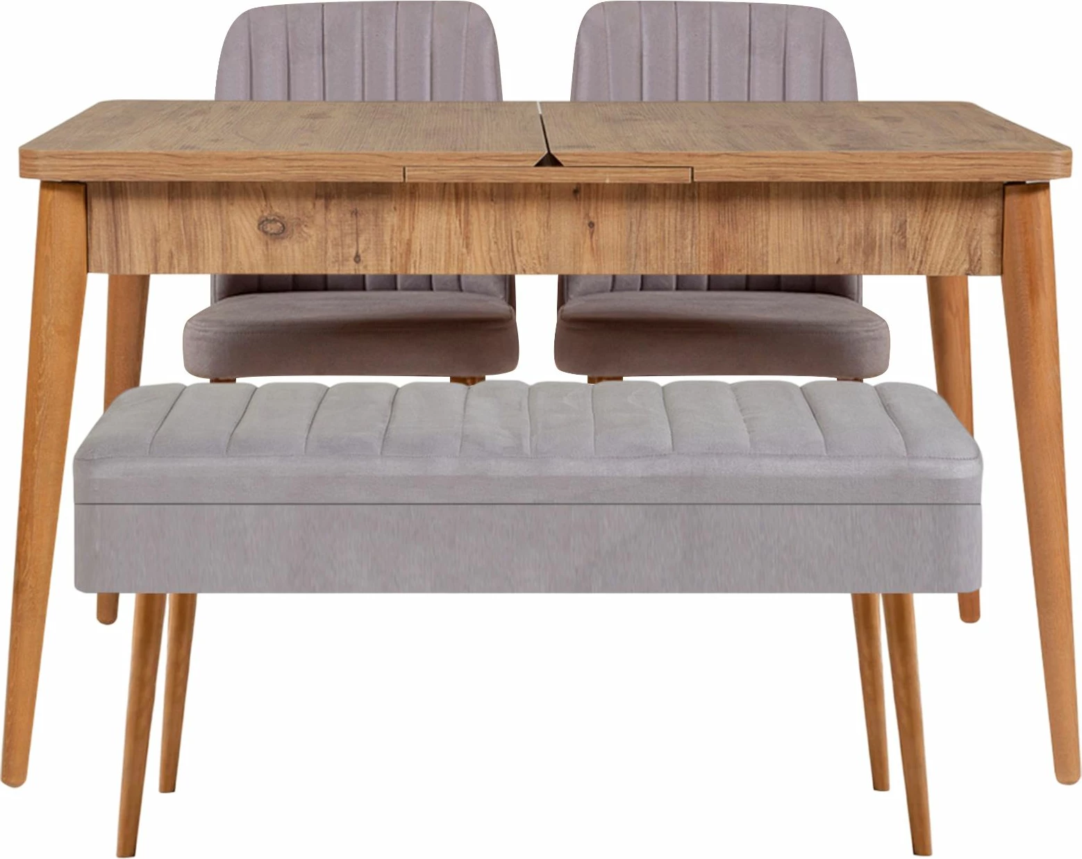 Tavolinë me karrige, zgjatshme, 4 pjesë, Skye Decor, Vina 0701-3, ngjyrë Atlantic, gri