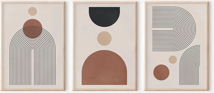 Set pikturash muri në kornizë Klentie, triptik, printim digjital, shumëngjyrëshe, 33x1.5x48cm