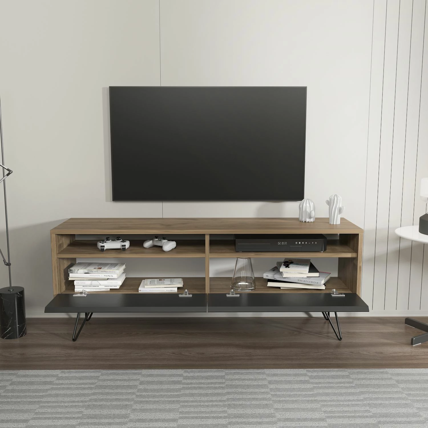 Komodë TV Skye Decor, ngjyrë arre, e zezë