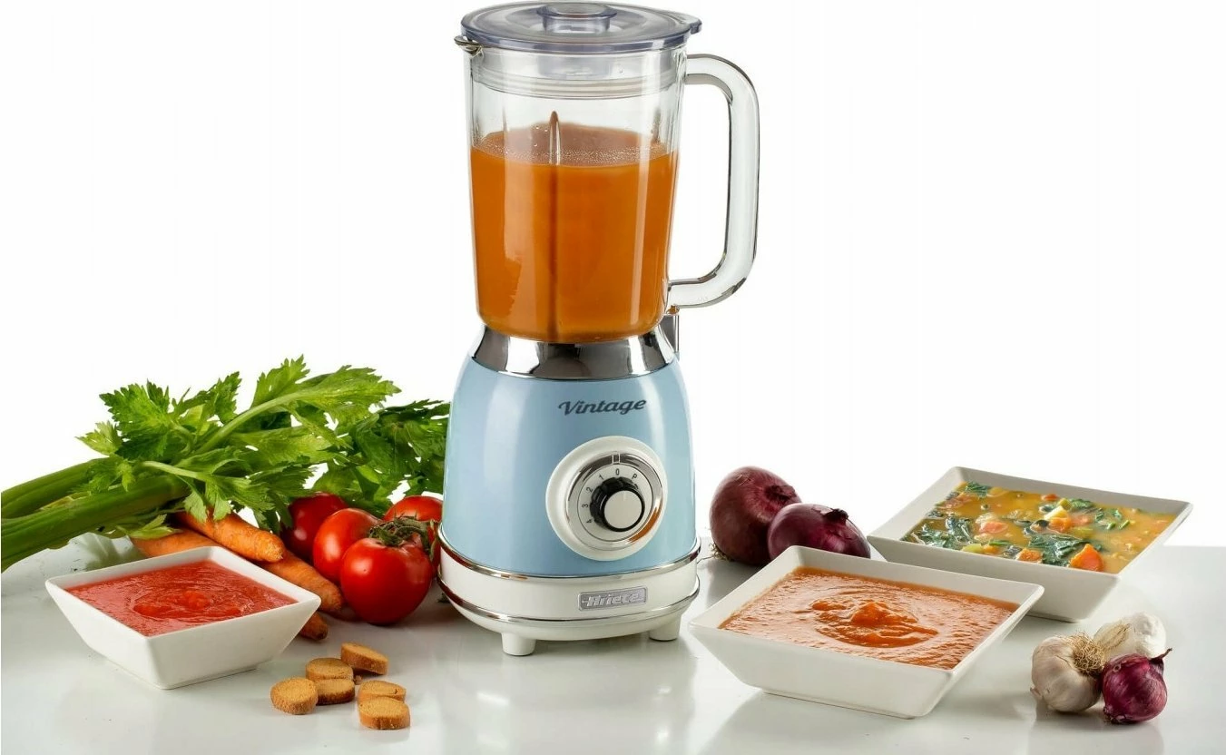 Blender stacionar Ariete Vintage 1.5 L 1000 W, gotë qelqi, kaltër e çelët
