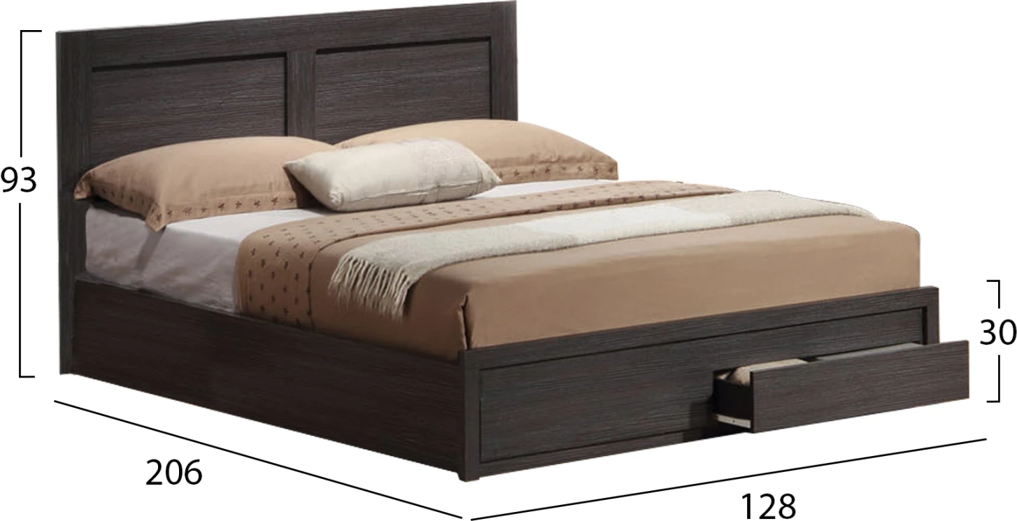 Krevat CAPRI FH665.01 melaminë në zebrano me 2 sirtarë për dyshek 120x200 cm