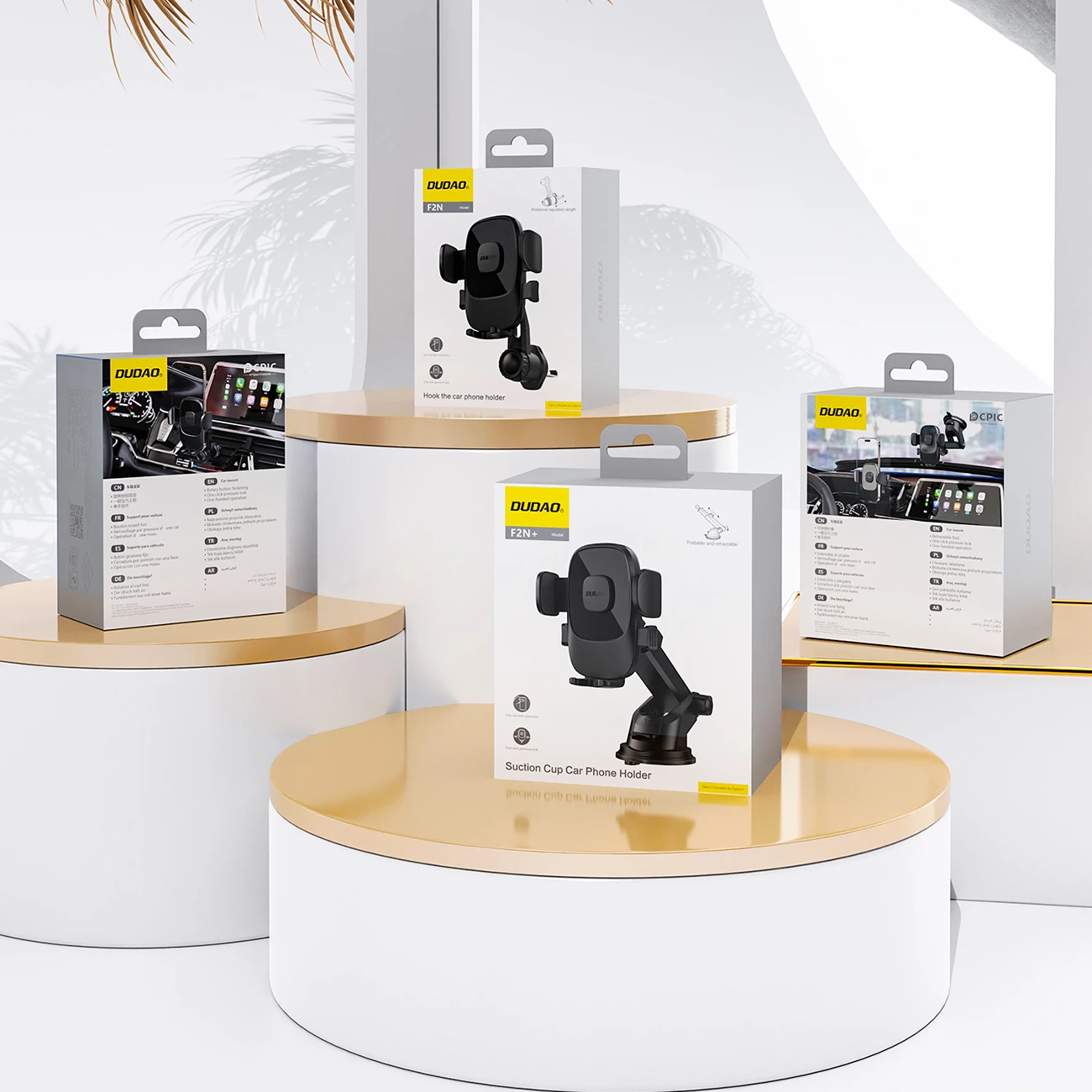 Mbajtës për celular, Dudao F2N+, kupë thithëse 10 kg, mekanizëm gravitacional, rrotullim 360°, për xham/tablolinë, i zi