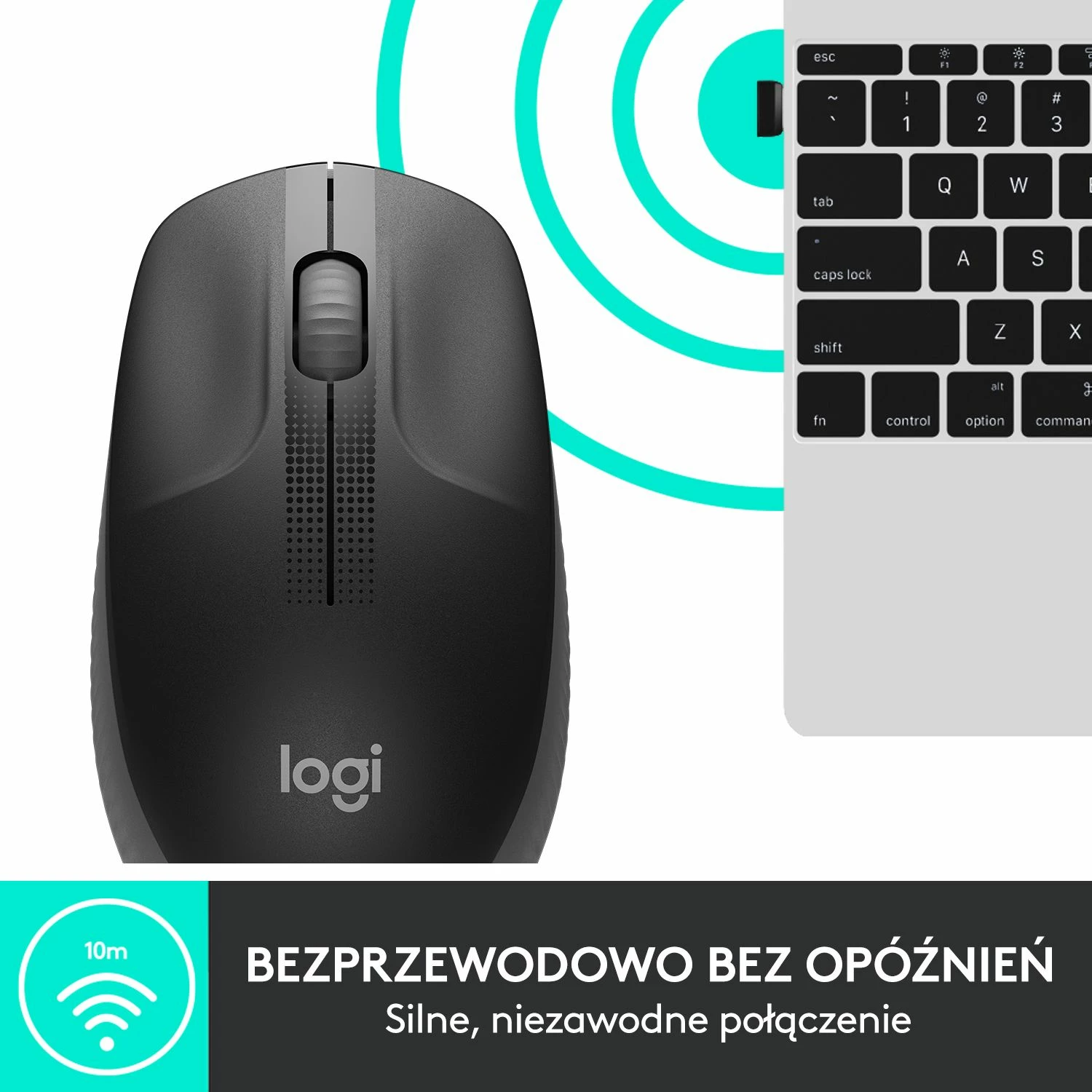 Maus Logitech M190 910-005905 wireless 1000 DPI me USB receiver, zi/grafit