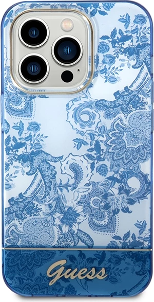 Mbështjellës Guess Porcelain Collection për iPhone 14 Pro 6.1", Kaltër