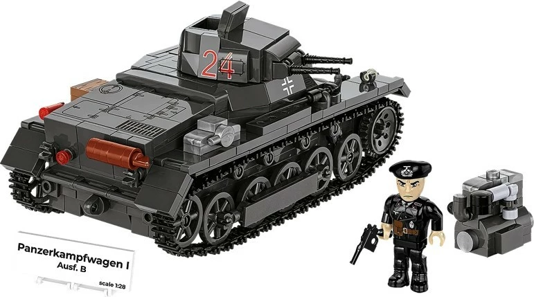 Set blloqesh ndërtimi COBI Panzer I Ausf. B 2660 1:28 654 pjesë me 1 figurë gri e errët