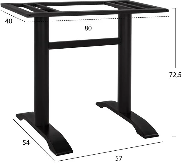Bazë metalike e zezë mat 57x54x72.5 me mbështetje sipërfaqeje FH458