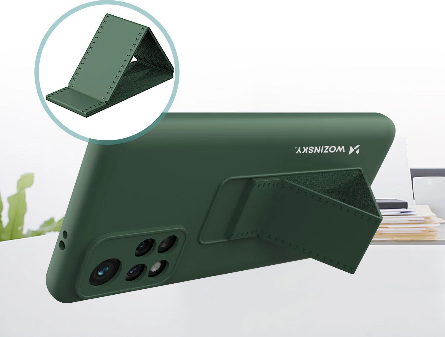 Mbështjellës Wozinsky Kickstand Case për Xiaomi Redmi Note 11/11S, silikon, i zi