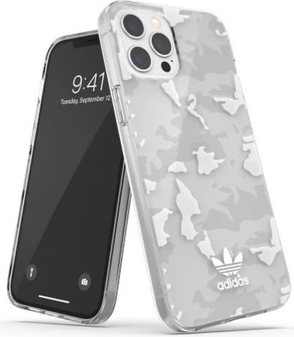 Mbështjellës Adidas OR SnapCase Camo për iPhone 12 Pro Max, transparent/bardhë
