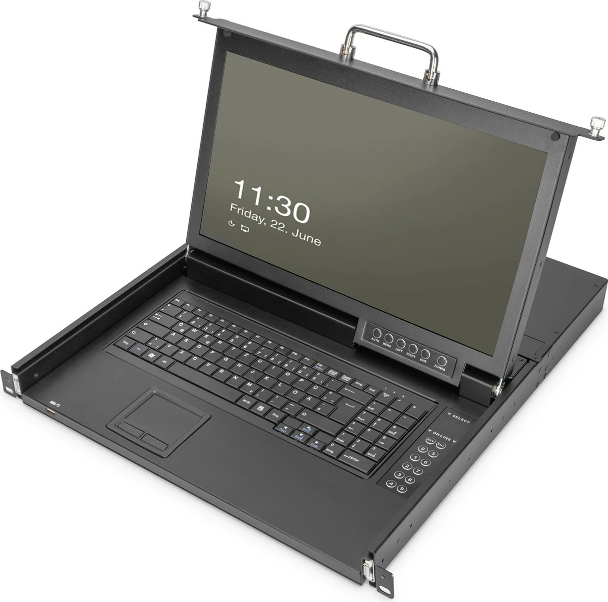 Konsolë modulare Digitus 17" HD LCD, 16-port HDMI KVM, e zezë