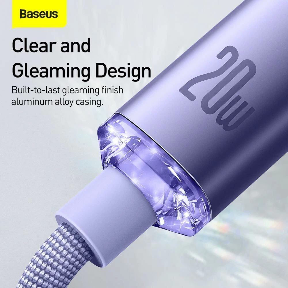 Kabllo USB-C në Lightning Baseus Crystal Shine 1.2 m 2.4A USB 2.0, vjollcë, 1 copë