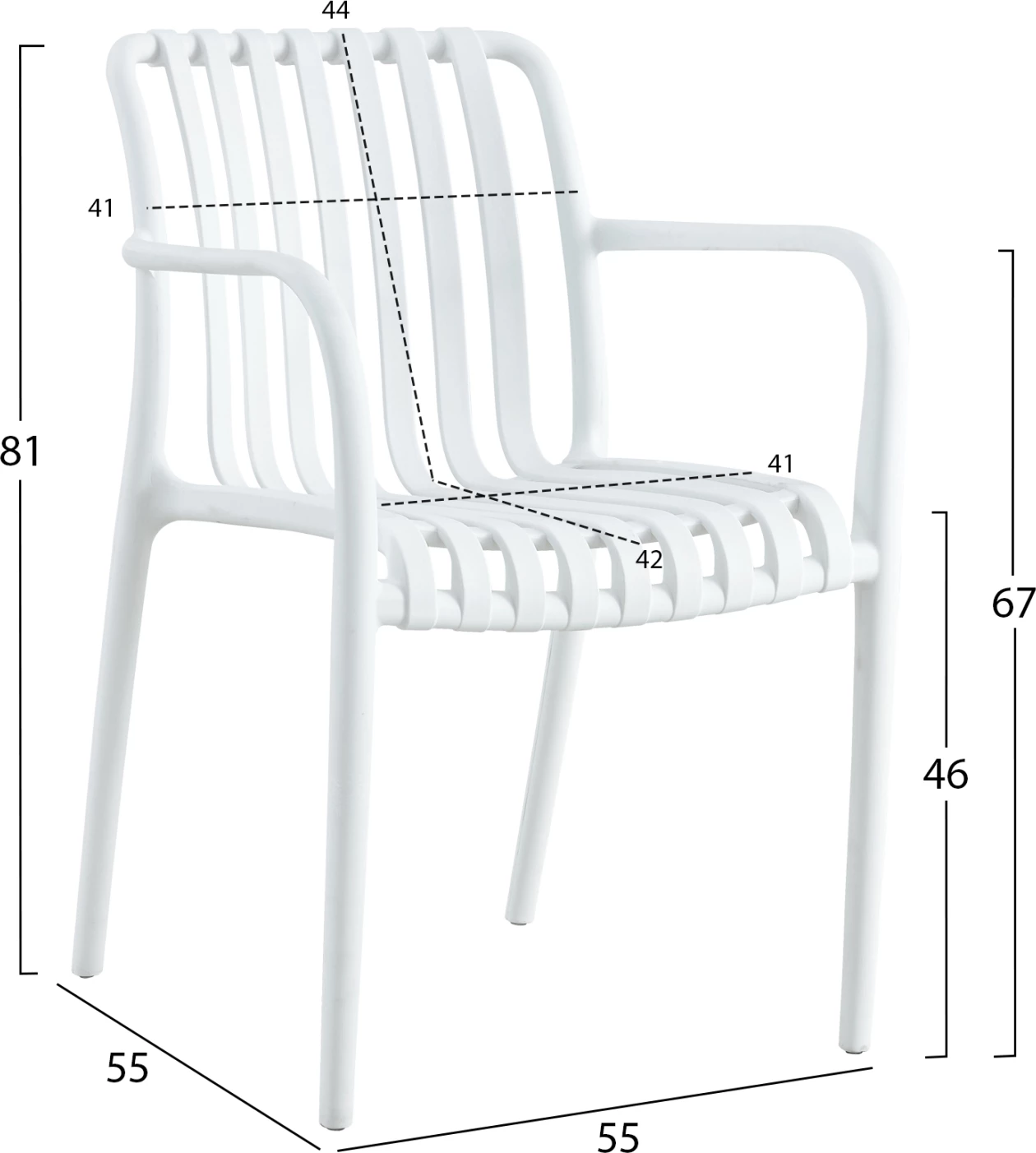 Karrige me krahë polipropileni TIPPY FH5940.01 e bardhë 55x55x81Hcm