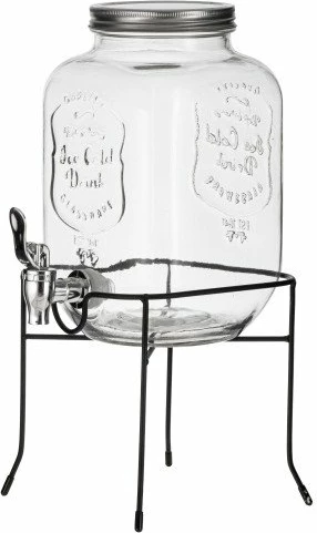 Kavanoz për pije me rubinet Adler AD 6741, 4 L, transparent, me stand metalik + rubinet rezervë