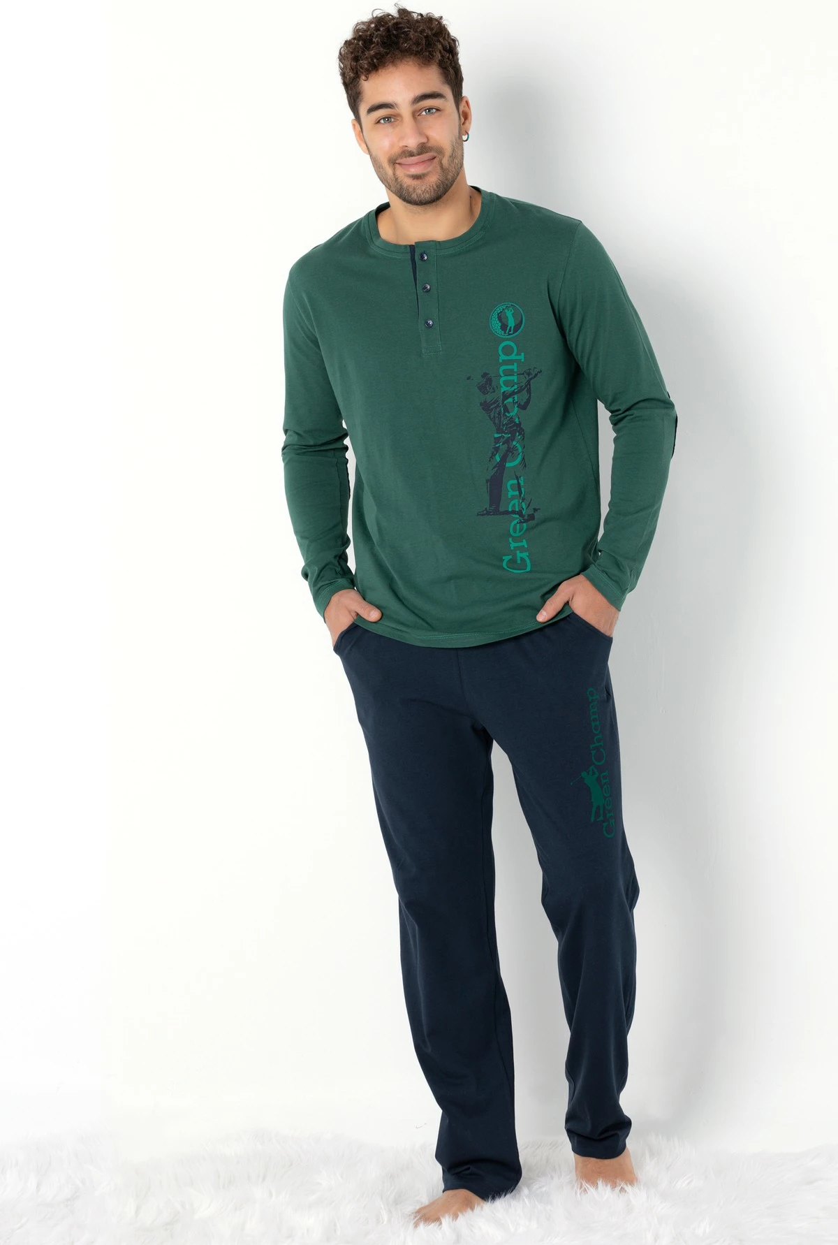 Set pizhamash për burra Jumeon, 002-000699004, ngjyrë e gjelbër