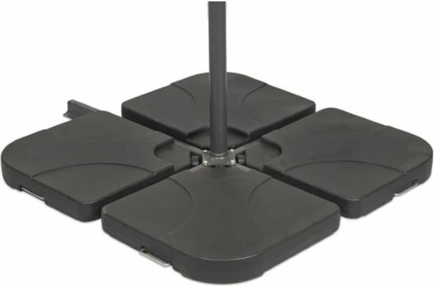 Peshë bazë për parasol VONHAUS 2500966, set 4 copë, e mbushshme me ujë/rërë, HDPE, e zezë