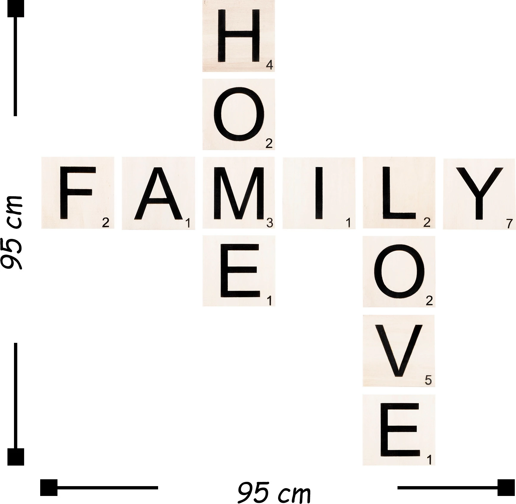 Aksesor dekorativ prej druri për mur, Wallity, set Scrabble - 4