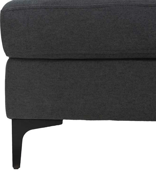 Kënd divani me pëlhurë Slim, ngjyrë gri e errët, dy jastëkë, 185x140x70cm