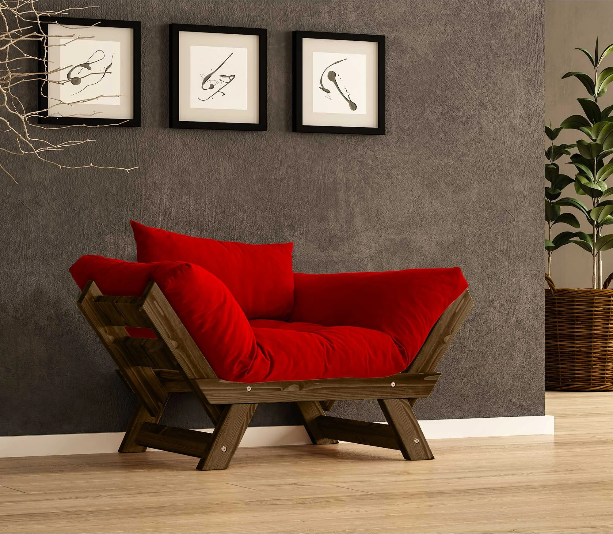 Karrige për kopsht një vend, Skye Decor, CPT8135-140, ngjyrë arre dhe e kuqe