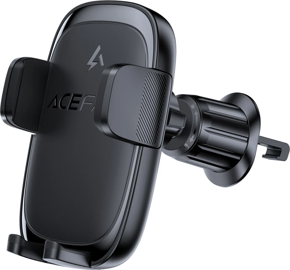 Mbajtëse ventilimi makine me karikues wireless Qi 15W Acefast D48, e zezë, set (me kabllo USB-A në USB-C)