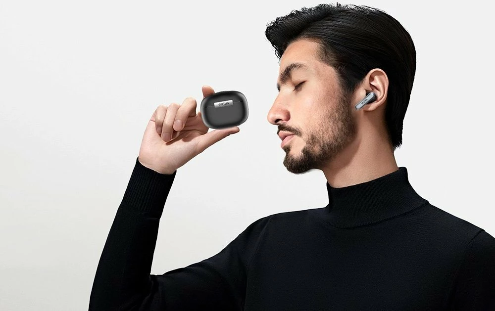 Kufje EarFun Air2 (TW210B) TWS Bluetooth 5.3, LDAC/Hi-Res, IPX7, zezë, set me kuti karikimi