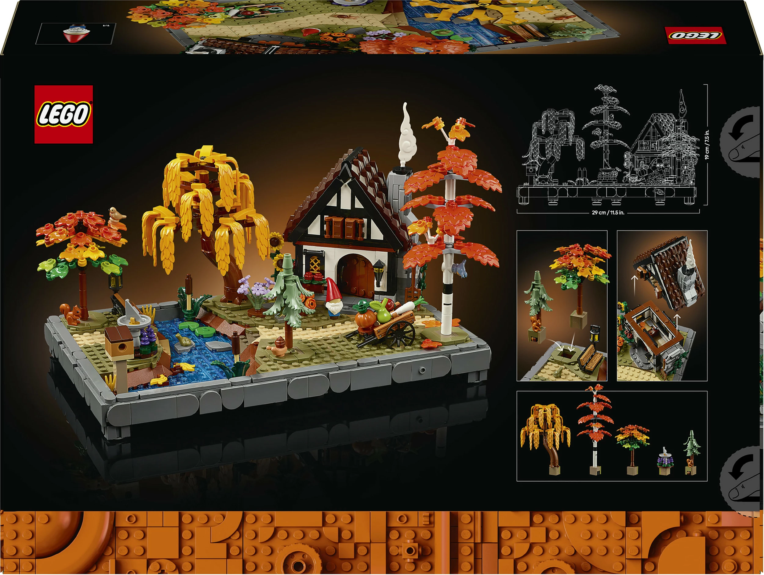 Set ndërtimi LEGO Icons Autumn Cottage Garden 11372, 1102 copë, 18+, multikolor