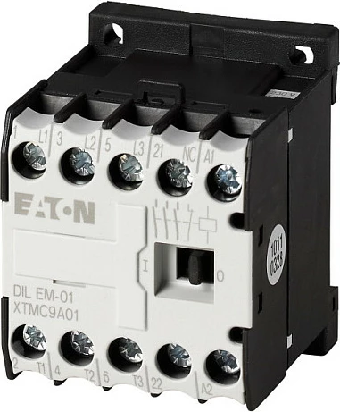 Kontaktor Eaton DILEM-01, 3-pol, spiralë 230V/240V, 4kW 400V, IP20, bardhë/zi
