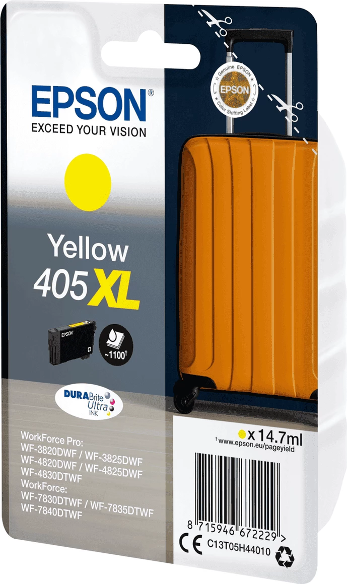 Bojë printeri, Epson, 405XL C13T05H44010, 14.7 ml, deri 1100 faqe, XL, e verdhë