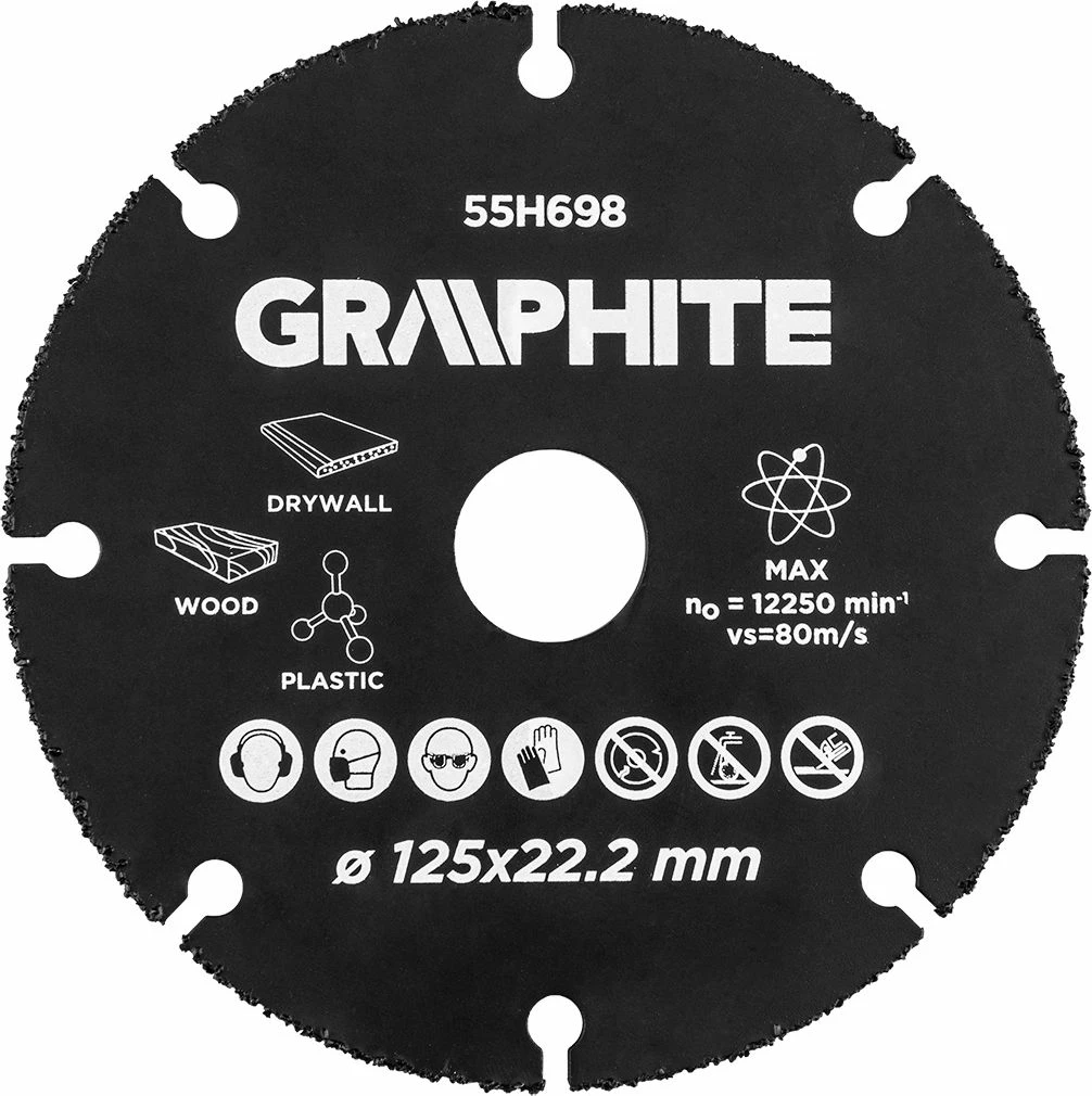 Disk prerës Graphite 55H698 125 x 22.2 mm për dru dhe plastikë