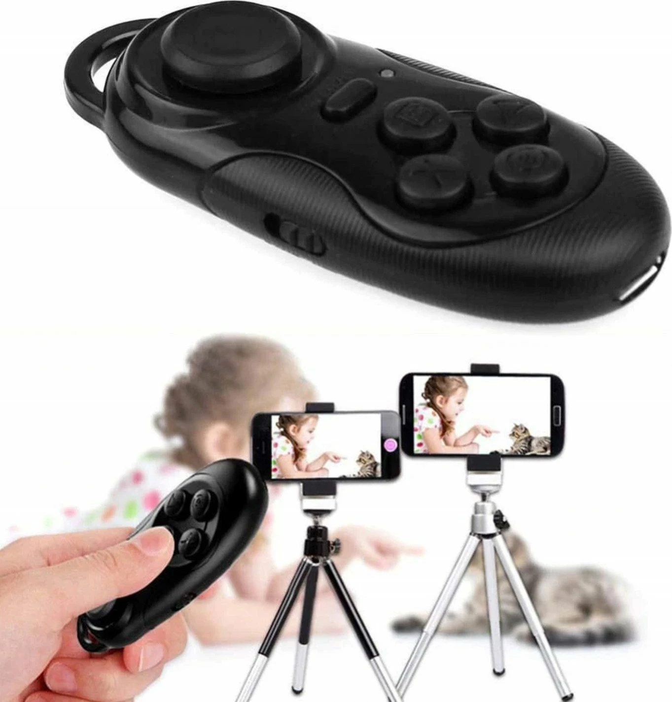 Telekomandë Bluetooth për celular/VR Strado AP1, Bluetooth 3.0, bateri 180 mAh, deri 10 m, e zezë