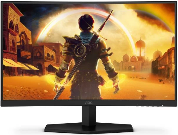 Monitor i lakuar gaming, AOC C24G42E, 24" FHD 180 Hz 1 ms VA HDR10 me altoparlantë, zi e kuqe