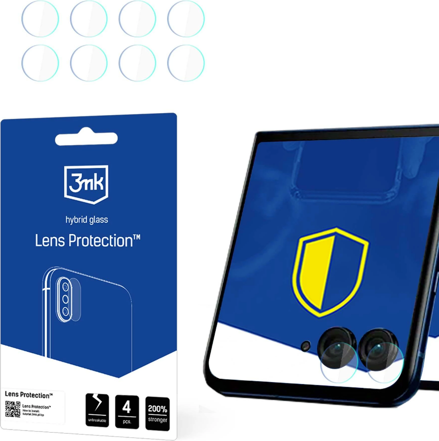 Mbrojtës xhami për kamerë 3mk Protection për Motorola Razr 50 Ultra (Front), 4 copë