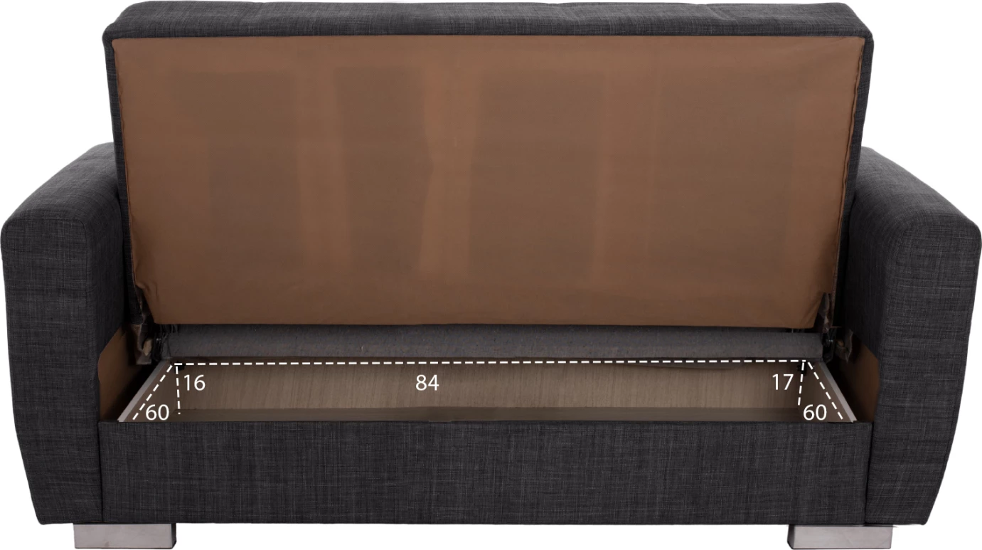 Divan 2-vendësh, shtrat, gri, FH3241.03, 150x84x88 cm